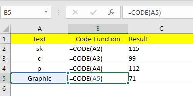 code function in excel in hindi