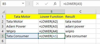 Lower Function in excel with example
