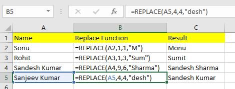 replace formula excel in hindi
