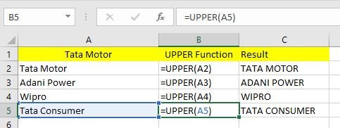 upper function in excel in hindi