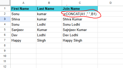 Concat Formula in Excel